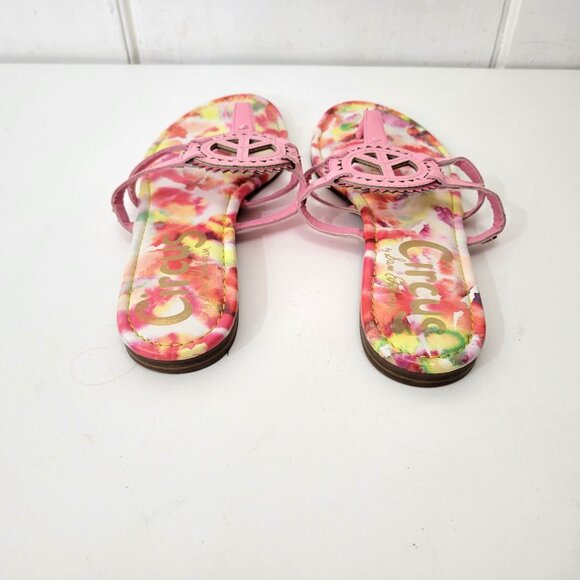 Circus By Sam Edelman Womens Pink Tie-Dye Peace Sign Sandals Size 8 1/2 - Picture 4 of 5